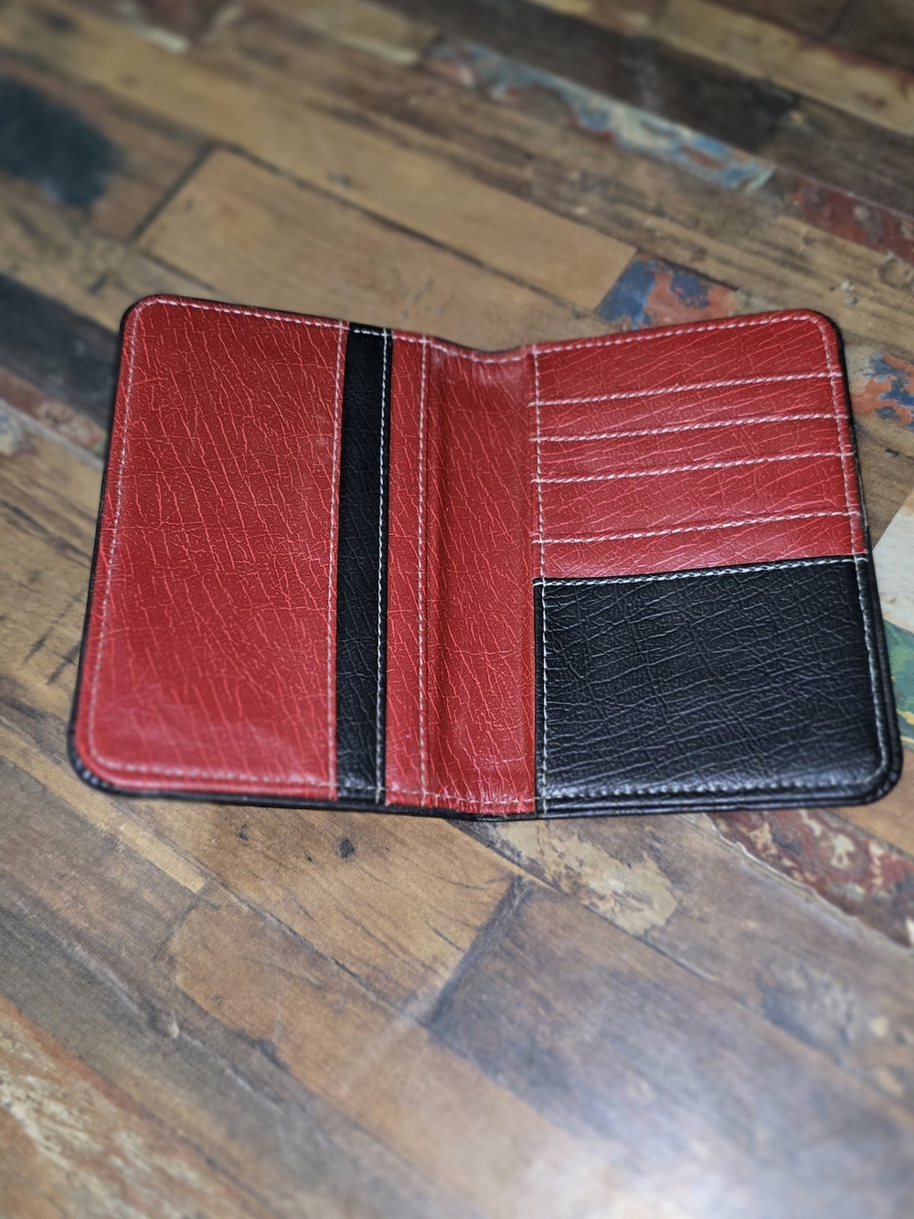 Red and Black Leather Passport/Card Wallet
